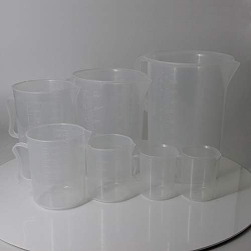 סט כוסות מדידה מפלסטיק של Bettomshin 7 יחידות, Beaker מדורג עם ידית, כוסות מדידה נוזל