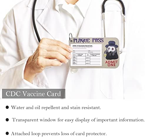 4 x 3 מחזיק כרטיסי חיסון CDC מגן כרטיסים חמוד, כיסוי כרטיס חיסון מצויר, מגן קלפים מצחיק עם טבעת