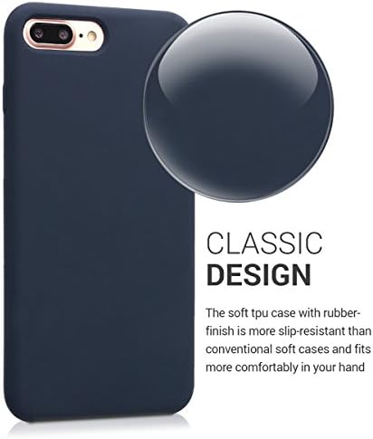 מארז סיליקון תואם לאייפון 7 פלוס / אייפון 8 פלוס-כיסוי טלפון דק עם גימור רך - מט כחול כהה