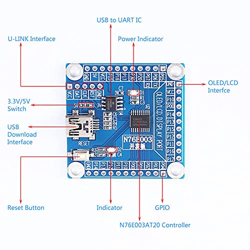 מערכת מינימום מערכת N76E003AT20 לוח פיתוח 0.96 אינץ 'תצוגת OLED C51 לוח ליבה
