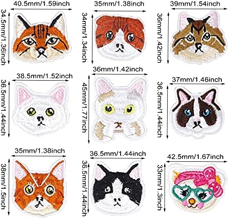 Honbay 21pcs חתולים חמודים חתולים וחתולים כלבים תפור על ברזל על טלאים חתול אפליקציות רקומות רקמות