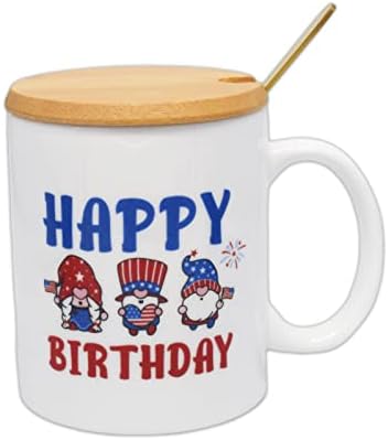 4 ביולי פטריוטית יום הולדת שמח ספל שלוש גמדים עצמאות יום אמריקאי דגל קפה ספל קישוט אספקת עם תיבת כפית כוס