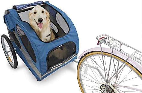 נגרר אופניים לכלבים מפלדה-תומך עד 110 פאונד-קל לחיבור וניתוק לאופניים-כולל שלושה שקיות אחסון וקשירת בטיחות-מתקפל