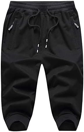 מכנסיים קצרים לגברים של טאקוואסן 3/4 ג'וג'ר קאפרי מכנסיים קצרים ארוכים המריצים כותנה מתחת למכנסי הברך עם