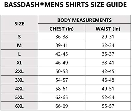 Bassdash upf 50+ גברים UV הגנה מפני שרוול ארוך שרוול ארוך ביצועים חולצות קפוצ'ון