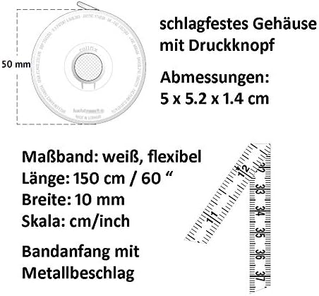 Hoechstmass Balzer 80244D -MOSA קלטת מדידה/5 x 5 x 1.4 סמ/רולפיקס/150 סמ - סגנון 60 אינץ '/ABS Polyfibre/Multicored/Mosaic