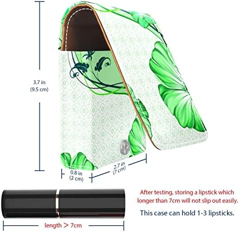 שפתון מקרה עם מראה חמוד נייד איפור תיק קוסמטי פאוץ, ירוק פרח בציר פרחוני מודרני