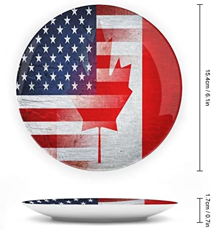 וינטג 'ארהב וקנדה דגל קרמיקה עצם קרמיקה סין צלחות דקורטיביות עם צלחות ארוחת ערב של קישוטים תלויים