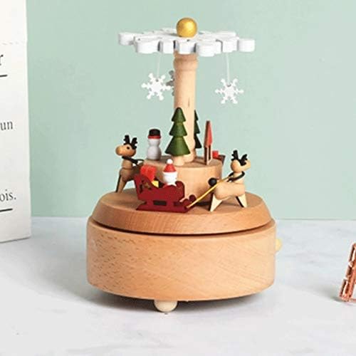 Shypt Beech חג המולד פתית שלג קופסא מוסיקה מעץ קישוט קישוט לחג מתנה קופסא מוסיקה מתנה