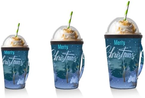 חג המולד שמח שלג 01 שרוול קפה קרח שימוש חוזר עם שרוול כוס ניאופרן של שרוול סודה, לאטה, תה, משקאות,