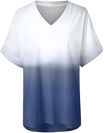חולצת טריקו קיץ לנשים חולצה אופנתית חולצה מודפסת חולצה עם צווארון v שרוול קצר חולצה רופפת
