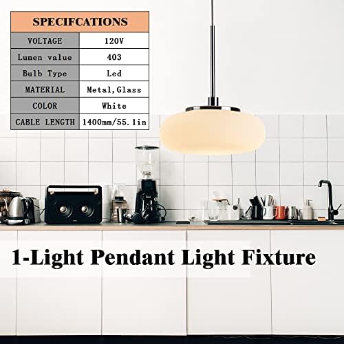תליון קינגלונג מתקן תאורה לאי מטבח, אור תלוי מתכוונן אור עם זכוכית 4.8 וואט, מנורות תקרה נברשת LED מודרנית