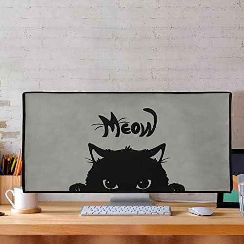 כיסוי צג מחשב קווומוביל תואם עם 34-35 צג - מייאו חתול אפור / שחור