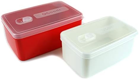 ק. ג. 68 ו-40 אונקיות מיכלי אחסון מזון מפלסטיק מלבניים עם מכסים ללא מכסים-2 חתיכות אדום ולבן