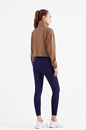 אלטילנד חצי רוכסן סוודר קצוץ מעילים לנשים ארוך שרוול אימון אתלטי ריצה יוגה חולצות