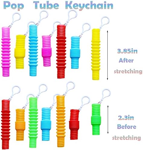 24 PCS מיני צינור פופ מחזיק מפתח צעצועים חושיים, מיני פופ פופ בתפזור