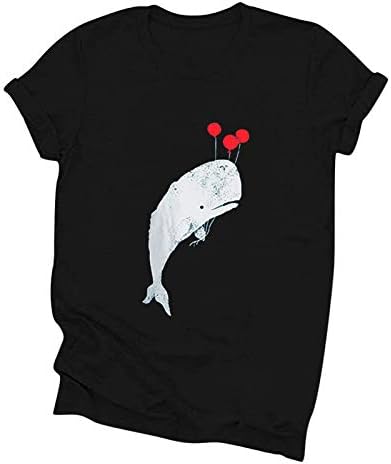 Uikmnh נשים רופפות חולצות לוויתן לווייתנים בקיץ שרוול קצר חולצות חולצות חולצות