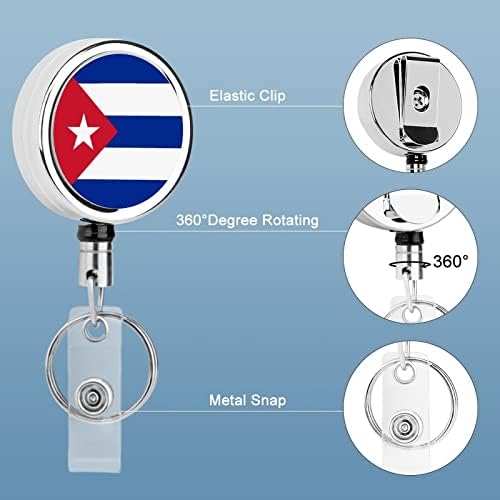 דגל של קובה מתכת תג מחזיק סליל נשלף שם מזהה כרטיס מחזיק עם חגורת קליפ מפתח טבעת