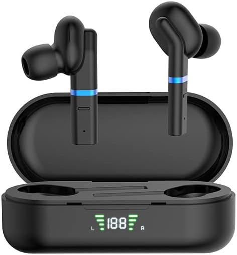 Yingd Elrigs Bluetooth 5.0 אוזניות אלחוטיות אמיתיות עם מארז טעינה לאייפון אנדרואיד, זמן משחק