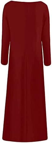 שמלת שמלה מזדמנת של נשים שרוול ארוך שמלת צוואר צוואר ספנדקס מקסי פלוס גודל שמלת סתיו קיץ בסיסית 2023 בגדים Q9