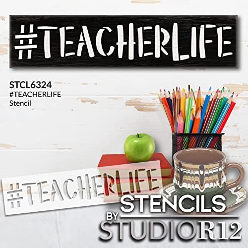מורה חיים סטנסיל על ידי סטודי12 / מלאכת עשה זאת בעצמך בכיתה דקור / צבע מורה עץ סימן / לשימוש חוזר