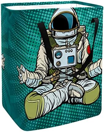 חלל אסטרונאוט הדפס ירוק סל כביסה מתקפל, סלי כביסה עמידים למים 60 ליטר אחסון צעצועי כביסה לחדר שינה בחדר