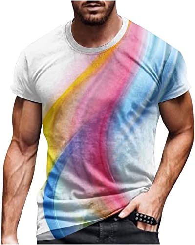 חולצת T לגברים תלת מימד חולצה מודפסת עיצוב מצחיק טייז טריקו צבעוני אופנה קיץ ספורט ספורט טופ טי מזדמן לאדם