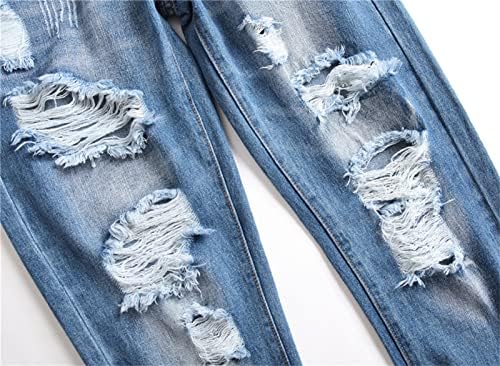 מכנסי ג'ינס קרועים של Maiyifu-GJ מזדמנים של Maiifu-GJ במצוקה רזה מתאימים מכנסי ג'ינס ישר קלאסי הרסו מכנסי ז'אן