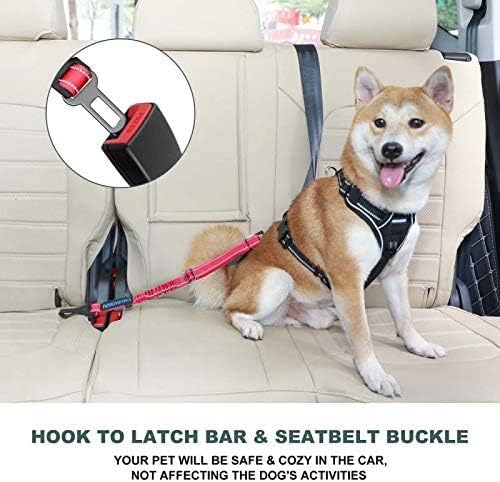חגורת בטיחות לכלבים 3 ב-1 רתמת רכב לכלבים חגורת בטיחות מתכווננת לרכב ניילון עמיד בד באנג ' י רעיוני עם תפס