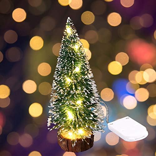 Lazyspace Mini Desktop עץ חג מולד זוהר עם אור LED, עץ אורן קטן עם בסיסי עץ לחג המולד מסיבת החתונה