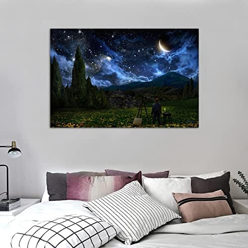 YBS STARRY NIGHT FANTASY VINCENT VAN GOGH The Starry Night Canvas Art Poster and Wall Art Pict