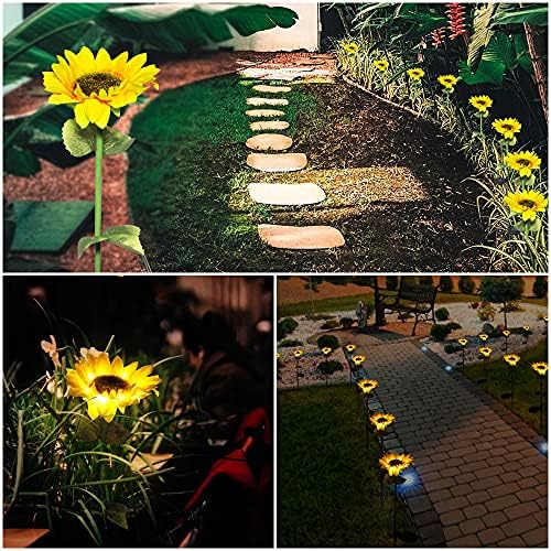 אורות פרחים של גן סולארי של MIKK, אורות פרחים דקורטיביים חיצוניים של 2 פאק, אורות פרחים דקורטיביים