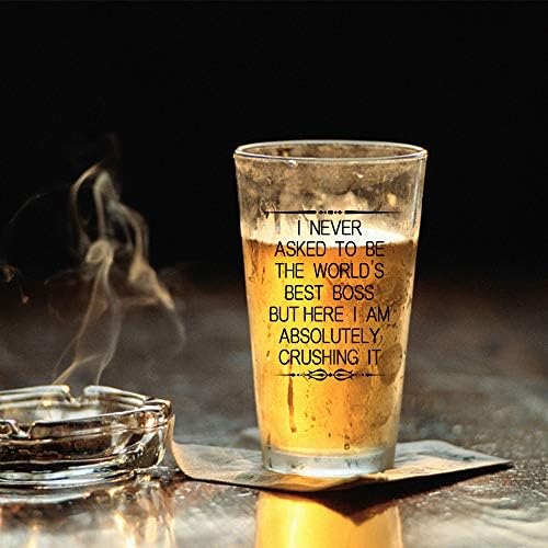 עיצוב הטוב ביותר בעולם בוס בירה ליטר זכוכית, מצחיק בוס בירה זכוכית מתנות לגברים, בוס, בעל, אב, חבר, עמיתים לעבודה,