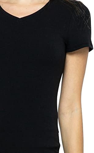 נשים בסיסי מוצק פעיל רך כותנה קצר שרוול צוות צוואר & מגבר; צוואר דק מצויד העליון חולצות