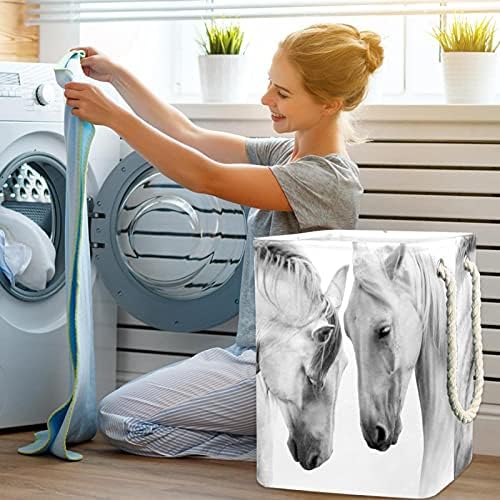 סוס בעלי החיים לבן גדול כביסת עמיד למים מתקפל בגדי סל סל בגדי צעצוע ארגונית, בית תפאורה לחדר שינה