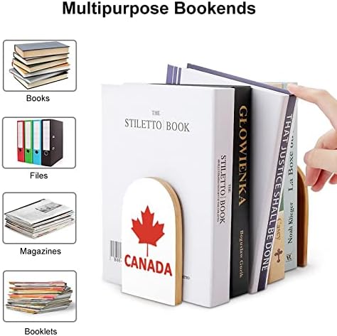 קנדה דגל מייפל חמוד ספר קצותעץ תומכי ספרים מחזיק עבור מדפי ספרים מחיצת מודרני דקורטיבי 1 זוג