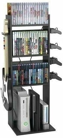 ADHW Black Video Console Console Constole Stand Storage Racking Tower