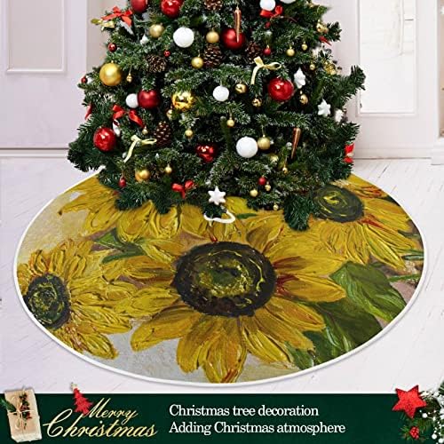 Oarencol שמן חמניות ציור חצאית עץ חג המולד 36 אינץ 'מפלגת חג עץ עץ קישוטי מחצלת