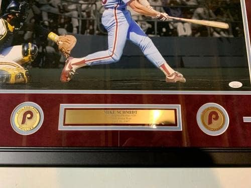 מייק שמידט חתימה חתמה על פיליס 500 ריצה ביתית 16x20 JSA ממוסגרת - תמונות MLB עם חתימה
