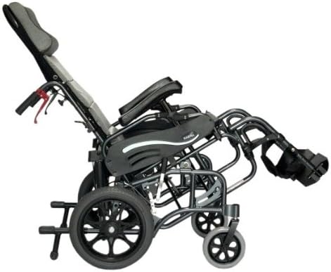 קרמן בריאות ויפ 515 34 ק ג כיסא גלגלים קל משקל בהטיה בחלל עם משענות רגליים נשלפות בשחור יהלום,מושב 18