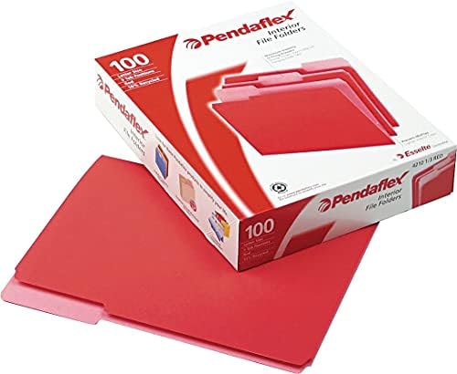 פנדפלקס 421013אדום פנים קובץ תיקיות, 1/3 לחתוך למעלה כרטיסייה, מכתב, אדום, 100 / תיבה