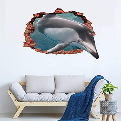 מדבקות קיר ימיות של בעלי חיים - אמנות קיר דולפין של בעלי חיים - תלת מימד הדפס עיצוב בית משיכה - עיצוב