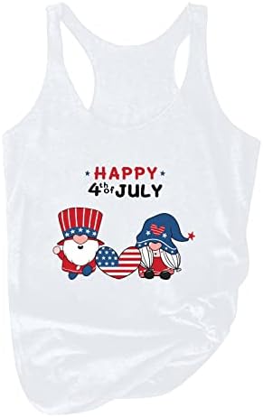 שמחה 4 ביולי גופיות לנשים חולצה ללא שרוולים אמריקאיות ללא שרוולים קיץ חולצות פטריוטיות טיז חמוד חולצות