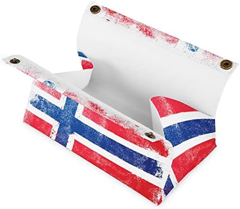 דגל במצוקה מכסה קופסת רקמות נורווגיה מחזיק קופסת עור רקמות מלבנית מארגן נייר מקרים מלבני