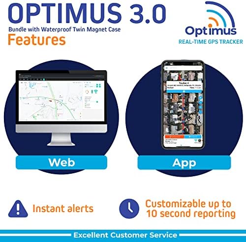 אופטימוס 3.0 גשש-1 חודש סוללה-צרור עם עמיד למים תאום מגנט מקרה עבור כלי רכב ונכסים-4 גרם - בזמן