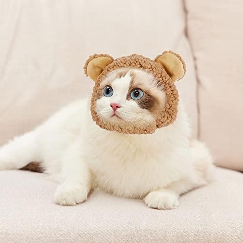 כובע דוב תלבושות חתול חמוד לחתול לחתול כובע דוב חיות מחמד רך ומתכוונן כובע דוב חיות לחתול כלב גור לחובבי