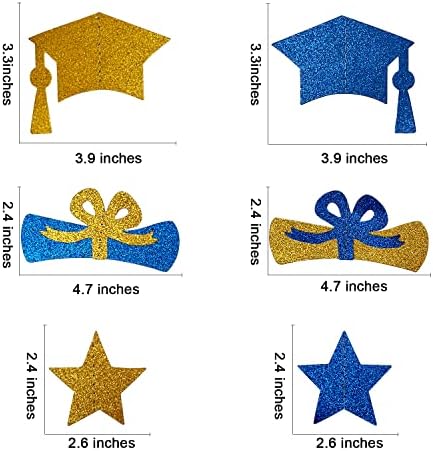 סיום זהב כחול נוצץ תליית כרזות סטרימרים קישוטי 2023 כובע סיום כחול וזהב חיל הים דיפלומה כוכב גרלנד באנר