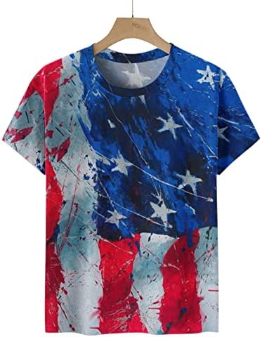 4 ביולי חולצות טי לנשים חולצות טוניקה עם שרוול קצר חולצות טוניקה עם פסים של כוכבים בדגל אמריקאי