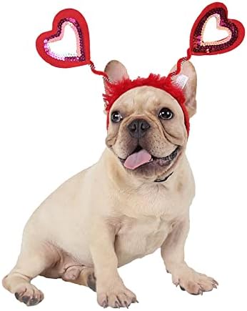 Valentines Heart Heart תחפושת לכלב חיית מחמד אדום אהבה לבבות בגימור לחתול כלבים נצנצים נצנצים