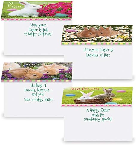 כרטיסי פסחא ארנב תמונה-סט של 12, 5 איקס 7 אינץ', מעטפות כלולות, הודעות מעוררות השראה, נהדר לילדים